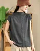 Camiseta Suelta de Manga Corta con Bordado Floral Estilo Vintage Nuevo Otoño 2026 para Mujer, Cuello Semi Alto, Mangas que Cubren los Hombros, Capa Base MHT