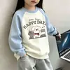 Sudadera de otoño para niña con forro polar, ropa infantil nueva y de moda, manga larga con estampado de dibujos animados, top de otoño moderno para niños