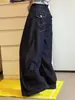 Loufu Otoño Nuevo Estilo Coreano Retro Moderno Cinturilla Puños Color Crudo Jeans Sueltos Pierna Ancha Pantalones para Mujer