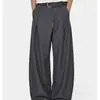 Calça Reta Curva de Botão com Design Retro Americano para Homens e Mulheres, Calça de Perna Larga Desconstruída Estilo Old Money com Toque de Luxo, Calça Casual