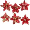 Accesorios para decoración de árbol de Navidad, coronas, tallos florales, flores artificiales, flores simuladas, flores de Navidad, flores falsas, decoraciones de Navidad