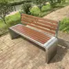 Banco de parque, tumbona exterior, banco largo de madera plástica anticorrosión de acero inoxidable para patio, asientos públicos exteriores para plazas y zonas residenciales