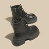 Primavera 2024 Novo estilo britânico Martin botas moda exterior manga grossa fundo couro envernizado botas de tornozelo forrado de lã W19500