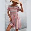 Novedades Primavera/Verano 2026 Sitio Web Independiente Amazon Lazada Venta Caliente Transfronteriza Vestido Clásico con Estampado de Rayas Falda Corta