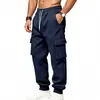 Calça Jogger de Malha Masculina Casual Esportiva ao Ar Livre Europeia e Americana Cross-border Comércio Exterior Versátil com Múltiplos Bolsos Roupa de Trabalho Tamanho Plus