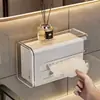 Caixa de lenços de parede para cozinha com perfuração, caixa de papel higiênico de acrílico para quarto, caixa de lenços sem papel para sala de estar, caixa de lenços retrátil