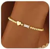 Pulsera de cuentas con piedra de nacimiento de diciembre transfronteriza europea y americana, Joyería de corazón de circón moderna y simple para uso diario, Al por mayor