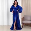 Outono 2025 Novo Europeu e Americano Transfronteiriço Amazon Transfronteiriço Design Feminino Robe Vestido Longo Cor Sólida
