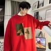 Camiseta de Manga Curta para Todas as Ocasiões Tamanho Grande Solta Casual Roupas para a Cabeça Retrô Americano Moletom Primavera e Outono 320 Tendência Pesada