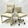 Silla de ocio de acero inoxidable, una silla individual de tela elegante y lujosa, diseño moderno y minimalista, adecuada para salones de belleza, con funciones de giro y ajuste de altura