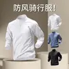 Camiseta esportiva masculina de secagem rápida, com meio zíper e mangas compridas para primavera, adequada para ciclismo, corrida e fitness