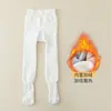 Meias-calças infantis com veludo espesso para outono e inverno, leggings para meninas, leggings de bebê, meias de algodão de cor sólida de peça única