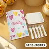 Plato de Cena Desechable para Pastel con Cuchillo y Tenedor, Juego en Bolsa de Papel, Plato de Papel de Cumpleaños, Bandeja para Hornear Espesa de Grado Alimenticio, Vajilla