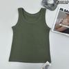 [Original] yingdaichun gran belleza espalda cuello redondo hecho en casa estilo chica hot americana chaleco básico de color liso
