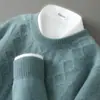 Nuevo Suéter de Lana de Negocios para Hombre Otoño e Invierno, Jersey de Cuello Redondo, Corte Holgado, Talla Grande, Suéter Grueso de Punto Cachemir