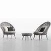 Juego de tres piezas de sofá de exterior para jardín, balcón, patio exterior, mesa de centro, mueble individual de ratán, silla de ratán para casa de huéspedes