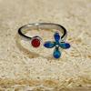 Anillo de nudo lila simple colorido para mujer estilo chino estilo antiguo Burning Blue rojo del sur retro cloisonné anillo abierto