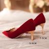 Confortáveis Sapatos Vermelhos de Salto Alto com Fivela de Strass, Novo Modelo 2026, Sapatos de Salto Alto de Festa Femininos, Sapatos de Casamento Xiuhe para Noiva