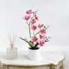Suministro directo transfronterizo de macetas altas con orquídeas Phalaenopsis de 10 flores, decoraciones de plantas artificiales para escritorio de oficina y hogar, plantas bonsái