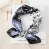 Lenço Vintage de Castanha Lenço Feminino Seda Imitação Quadrado Degradê 60cm Duas Cores Combinação de Cores Lenço Versátil Lenço para Cabelo