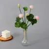 Artificial pequeno Lotus folha de lótus lidar com buquê Buda Salão decoração Buda frente Lótus mini flor artificial pequeno vaso de flores artificiais