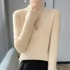 2026 Ropa Interior de Punto de Manga Larga con Medio Cuello Alto para Mujer, Estilo Nuevo de Otoño e Invierno Transfronterizo, Ajuste Delgado, Estilo Coreano