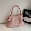 Bolsa tote feminina de camurça coreana com retalhos de bolinhas, nova coleção outono e inverno 2025, com cordão, grande capacidade, para ombro e transversal