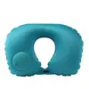 Almohada inflable en forma de U con flocado, presión automática de TPU, almohada de viaje de seda de leche, almohada inflable de viaje, sanbao de viaje, primera generación de pelo