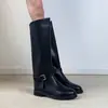 2026 Nuevas Botas Largas de Moda para Mujer Otoño/Invierno Elegantes Simples Puntera Redonda Correa con Hebilla Adelgazantes Estilo Caballero
