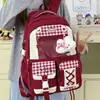 Mochila Nueva Niña Estilo Japonés Dibujos Animados Cuadros Bolso Doloroso Doble Hombro Ligera Protección Espinal Gran Capacidad Mochila para Estudiante de Secundaria/Preparatoria