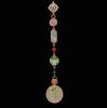 Accesorios Hanfu de Gama Alta Estilo Bambú para Mujer, Chapado en Cobre Dorado Incrustado con Imitación de Jade Hetian, Broche Colgante Cheongsam Vintage Estilo Chino Nuevo