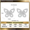 Brincos Borboleta em Prata com Microincrustação de Zircônia Moissanita, Delicados, Versáteis, Exquisitos, Estilo de Luxo Leve, Brincos de Alta Qualidade, Item Mais Vendido