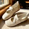 Bailarinas de tira cruzada para mujer, punta fina, estilo Mary Jane plano, punta redonda, suela blanda, casual, versátil para primavera y otoño