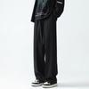 Pantalones de traje napolitanos negros puros para hombre, pantalones rectos extragrandes de alta gama con cintura suelta, pantalones de traje casuales.