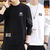 Moletom casual com forro de fleece para homens, novo modelo de inverno em preto, branco e cinza, corte solto, gola redonda, sem zíper, manga longa, top esportivo, jaqueta