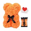 Oso de Rosa Flor Eterna de 25 cm Transfronterizo Regalo para el Día de la Madre San Valentín Oso de Flor de Espuma Caja de Regalo de PVC Venta al por Mayor