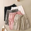 Shorts de Verano Delgados de Algodón y Lino de Pierna Ancha para Mujer con Cintura Elástica, Talla Grande, Holgados y Versátiles Casual Retro Shorts de Algodón y Lino