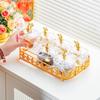 Plato de Frutas, Sala de Estar, Plato para Snacks Casero con Cuchara, Lujo Accesible, Mesa de Centro Rayada de Alta Gama, Refresco, Compartimento para Dulces, Plato para Frutos Secos