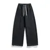Calças casuais masculinas com caimento solto, novo estilo de designer primavera/outono 2026, nicho de perna larga, corte reto, moletom de modelagem ampla