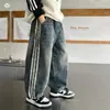 Pantalones vaqueros para niño para otoño e invierno 2026, nuevos pantalones anchos para niños con forro polar integrado, pantalones largos de corte holgado para niños mayores
