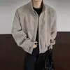 Chaqueta de vuelo resistente estilo americano con cuello alto para hombre, chaqueta de cuero tie-dye pesada de otoño, chaqueta bomber de béisbol moderna