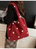 Bolsa Tote Floral Plush Transfronteiriça Feminina Inverno 2026 Versátil Moda para Ir ao Trabalho Bolsa de Ombro/Sob o Braço