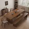 Conjunto criativo de mesa e cadeiras de jantar estilo vintage, totalmente em madeira maciça, mesa longa de madeira natural, bancada, mesa integrada para jantar e estudo em casa