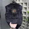 Marca Tendência Estilo Americano 2025 Moda Colete Masculino Camiseta Sem Manga Verão Tie-Dye Estampado Tank Top Solto