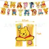 Decorações de Festa de Aniversário Temática do Ursinho Pooh Banner de Bandeiras do Pooh Topper de Bolo Montagem de Decoração para Festa de Feriado