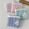 Monedero de Algodón Acolchado con Forma de Corazón Estilo Coreano con Borde de Encaje de Corazón de Alta Estética, Bolsa Cuadrada Pequeña, Bolsa para Guardar Compresas, Neceser Pequeño para Labial