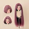 346 Pontos Bjd Ye Luoliwa Usa Acessórios de Cabelo Boneca de Pano Pequena Cabelo Longo Liso Castanho Médio de Seda Macia para Vestir Peruca