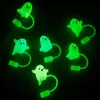 Tapa de Pajita Stanley Transfronteriza de 10 mm Temática de Halloween Tapón para Pajita Tapa Antipolvo para Pajita Fantasma que Brilla en la Oscuridad