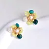 Brincos Artesanais de Pérola de Água Doce Barroca e Pedra Natural em Cores Macaron para Primavera e Verão, Doces e Luxuosos