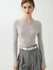 Suéter Minimalista de Punto Fino 100% Lana de Hombro Único para Mujer, Ajuste Delgado, Delgado, Capa Interior Transparente, Tejido, Otoño/Invierno 2026